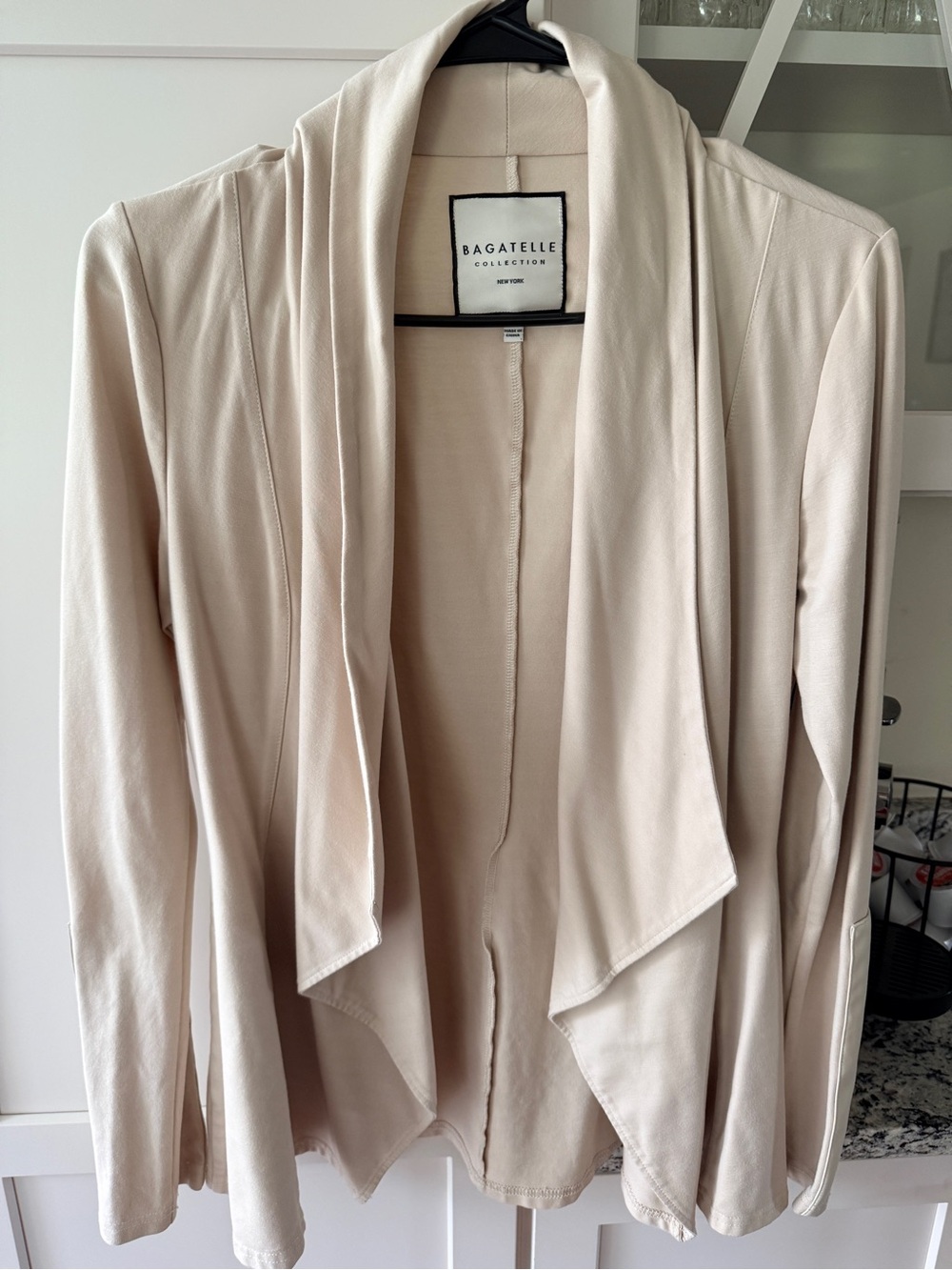 bagatelle Soft Cream Open-Front Draped Blazer Jacket